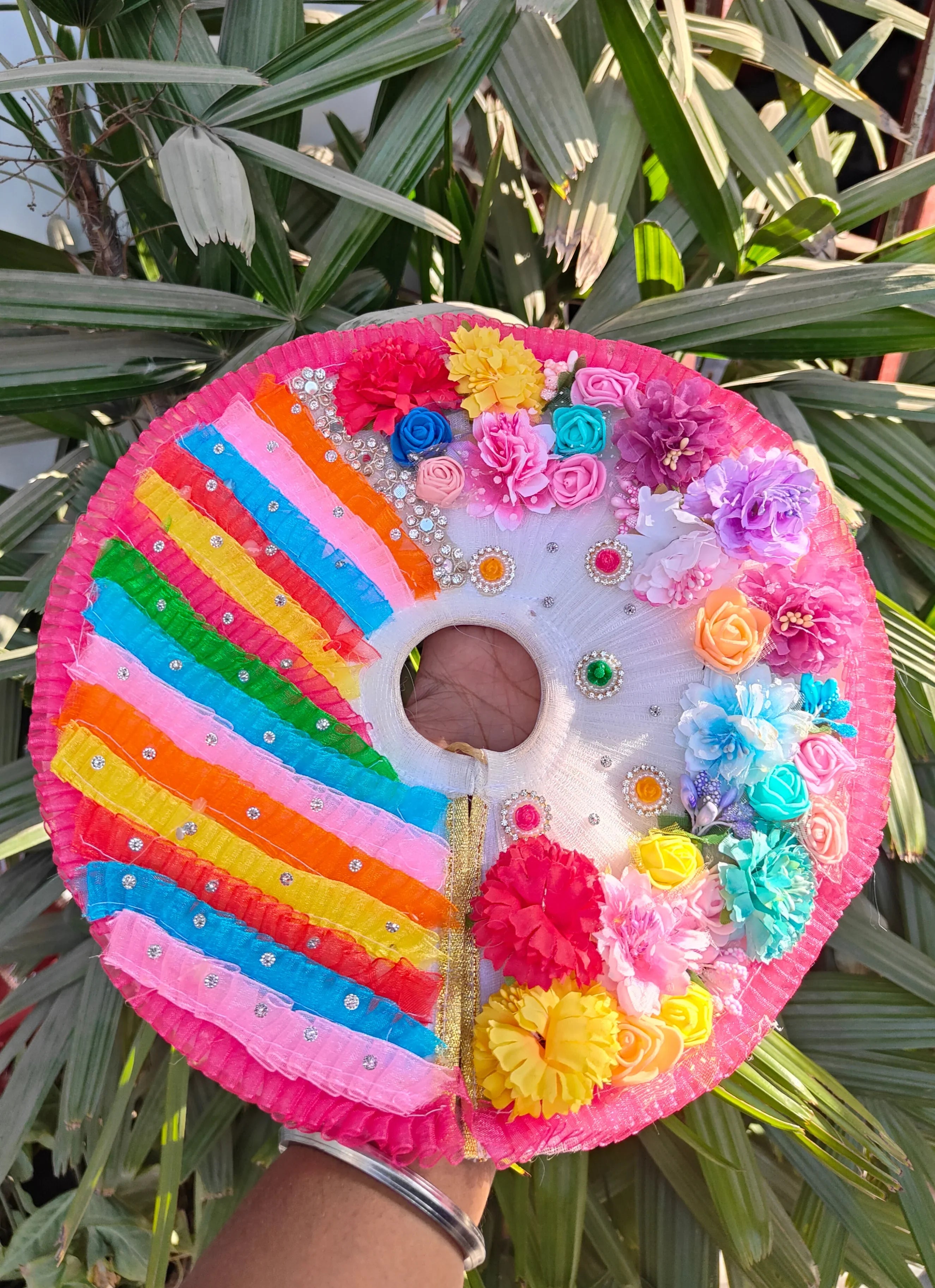 Handmade Holi Special Multicolour Floral Dress for Laddu Gopal with Pagdi & Choli | Designer Kanha Ji Poshak for Janmashtami | Bal Gopal & Krishna Ji Dress
