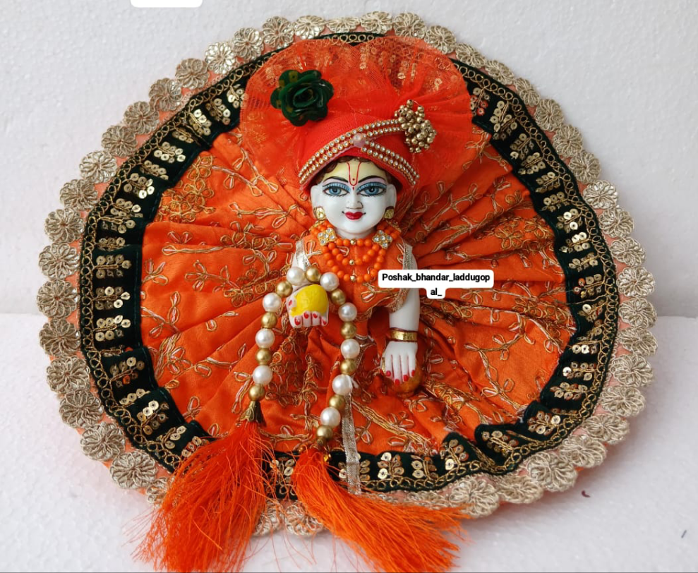 Handmade Heavy Laddu Gopal Dress with Pagdi - Designer Kanha Ji Poshak for Janmashtami, Fancy Bal Gopal & Krishna Ji Dress
