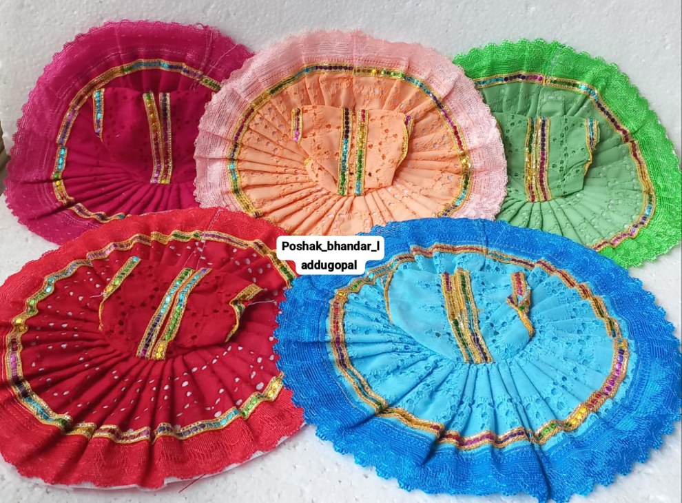Handmade Chickenkari Cotton Dress for Laddu Gopal - Designer Kanha Ji Poshak, Bal Gopal Dress for Janmashtami Festival, Fancy Krishna Ji Outfit