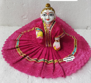 Handmade Chickenkari Cotton Dress for Laddu Gopal - Designer Kanha Ji Poshak, Bal Gopal Dress for Janmashtami Festival, Fancy Krishna Ji Outfit