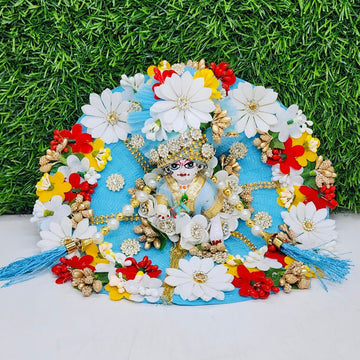 Beautiful Handmade Laddu Gopal Dress with White Flowers | Designer Kanha Ji Poshak for Janmashtami | Comfortable & Unique Bal Gopal Dress (Size 0-6)
