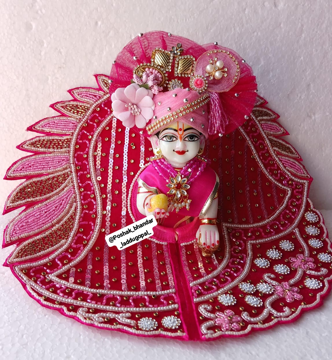 Handmade Designer Laddu Gopal Dress with Heavy Pagdi - Fancy Kanha Ji Poshak for Janmashtami Celebrations | Bal Gopal & Krishna Ji Dress
