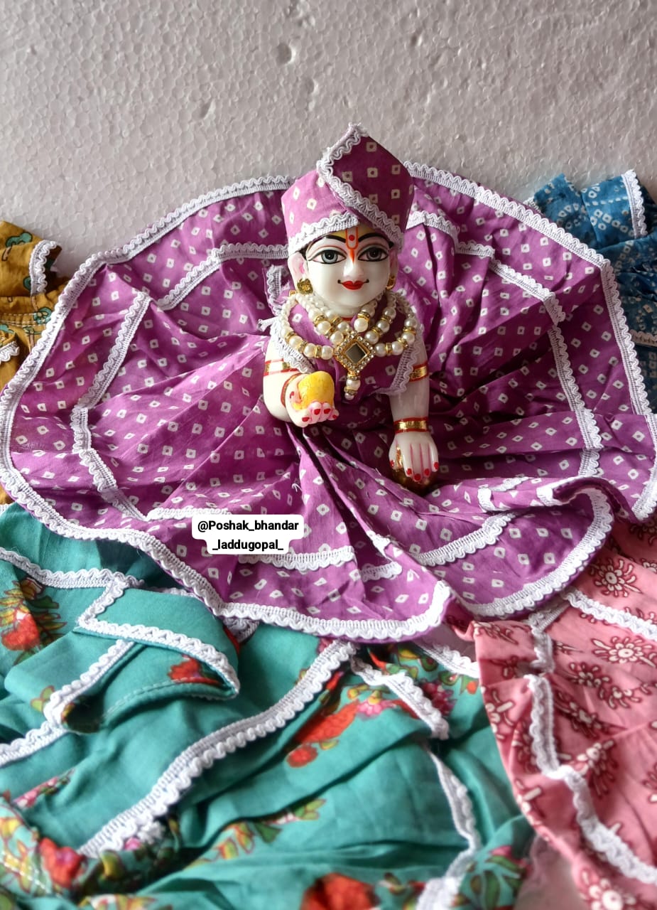 Handmade Summer Dress for Laddu Gopal Ji - Designer Kanha Ji Poshak, Fancy Bal Gopal Dress for Janmashtami Celebrations - Random Color Available