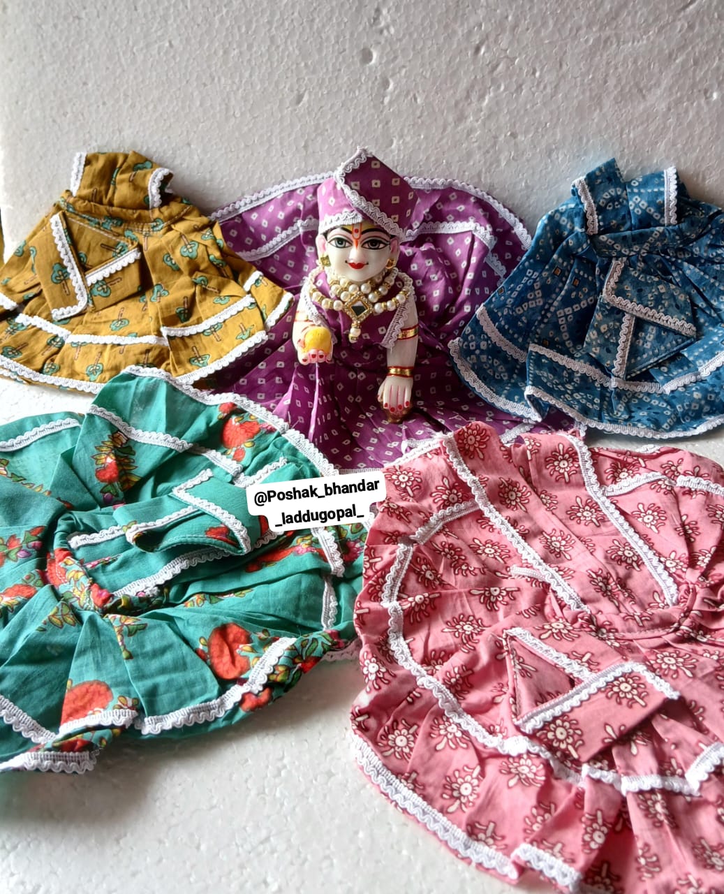 Handmade Summer Dress for Laddu Gopal Ji - Designer Kanha Ji Poshak, Fancy Bal Gopal Dress for Janmashtami Celebrations - Random Color Available