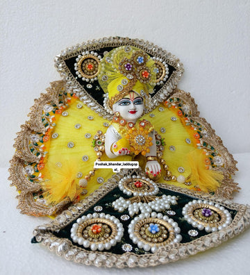 Designer Fancy Patka Look Dress with Pagdi for Laddu Gopal | Kanha Ji Poshak | Perfect Bal Gopal & Krishna Ji Dress for Janmashtami Celebrations