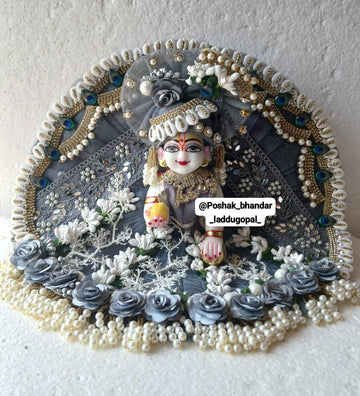 Handmade Grey Laddu Gopal Dress with Pagdi - Designer Kanha Ji Poshak for Janmashtami Celebrations | Fancy Bal Gopal Dress