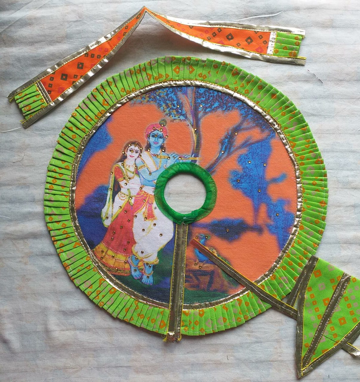 Handmade Cotton Frill Digital Print Dress for Laddu Gopal | Designer Kanha Ji Poshak | Fancy Bal Gopal Dress for Janmashtami Celebrations