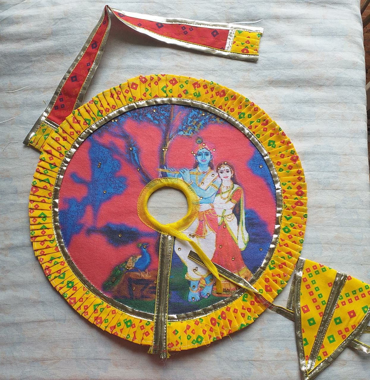 Handmade Cotton Frill Digital Print Dress for Laddu Gopal | Designer Kanha Ji Poshak | Fancy Bal Gopal Dress for Janmashtami Celebrations