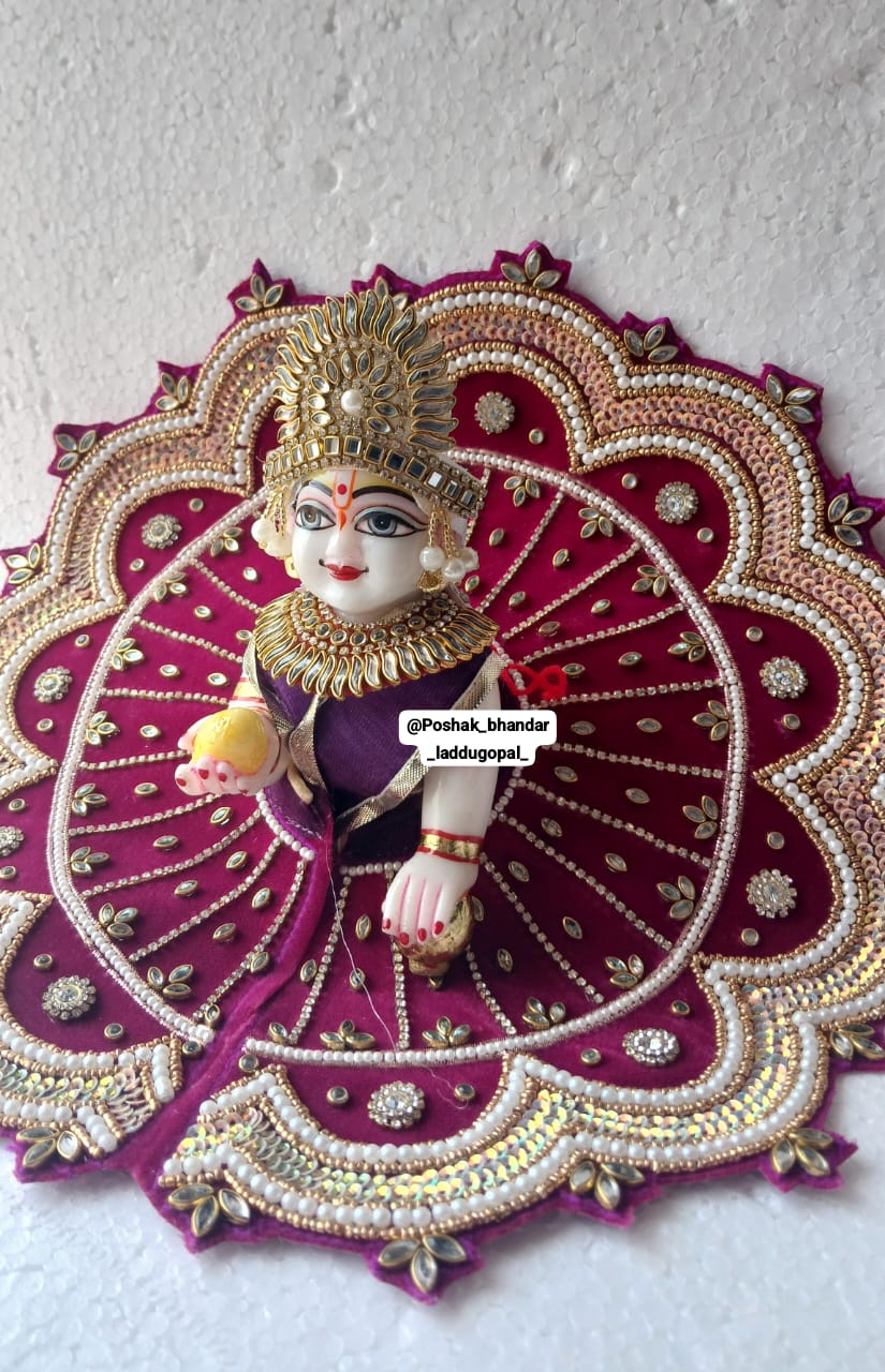 Handmade Heavy Kundan Work Laddu Gopal Dress | Designer Kanha Ji Poshak for Janmashtami | Fancy Bal Gopal & Krishna Ji Dress