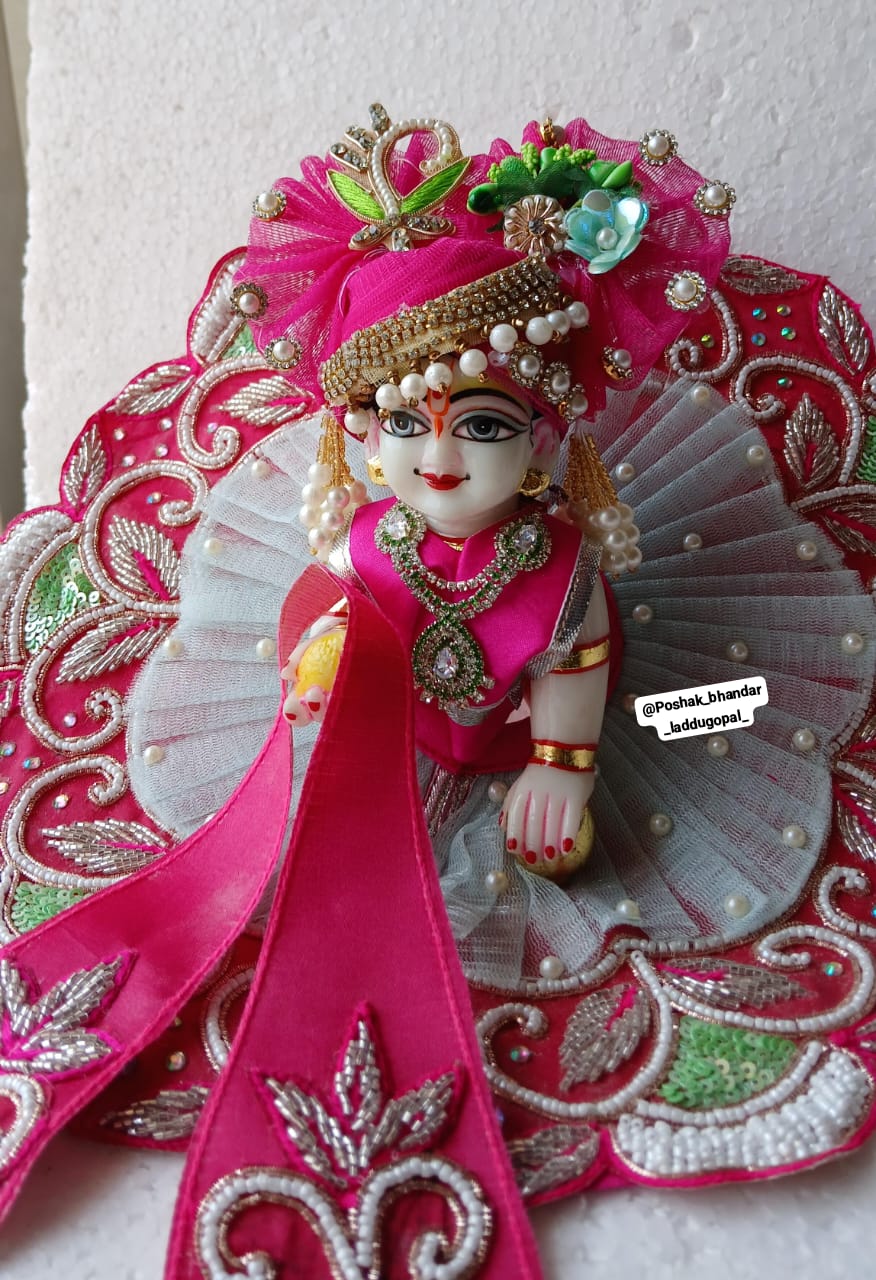 Handmade Designer Laddu Gopal Dress with Pagdi - Fancy Kanha Ji Poshak for Janmashtami, Bal Gopal Dress, Krishna Ji Dress