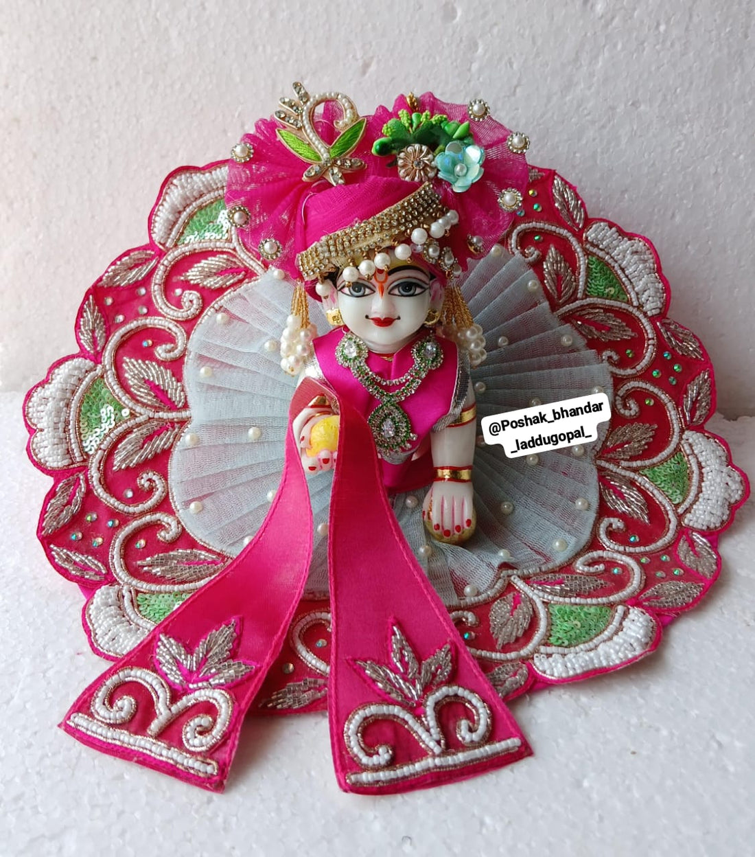 Handmade Designer Laddu Gopal Dress with Pagdi - Fancy Kanha Ji Poshak for Janmashtami, Bal Gopal Dress, Krishna Ji Dress