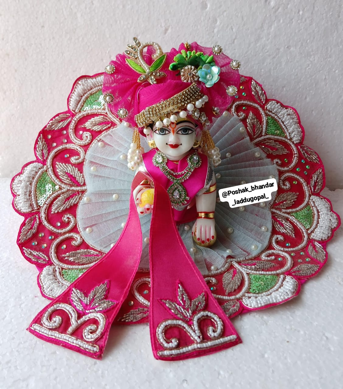 Handmade Designer Laddu Gopal Dress with Pagdi - Fancy Kanha Ji Poshak for Janmashtami, Bal Gopal Dress, Krishna Ji Dress
