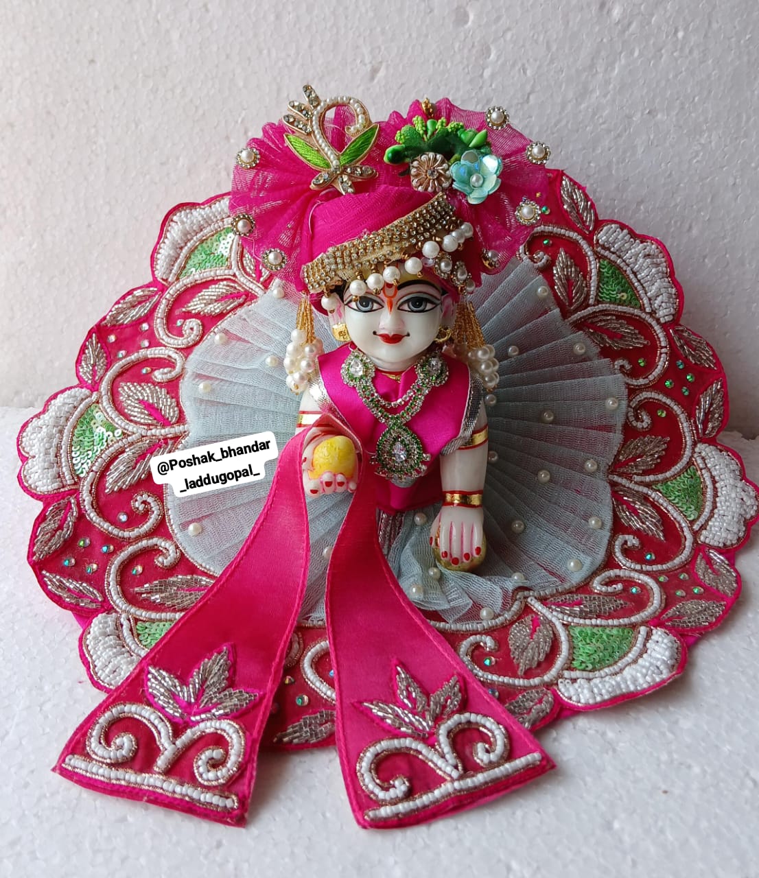 Handmade Designer Laddu Gopal Dress with Pagdi - Fancy Kanha Ji Poshak for Janmashtami, Bal Gopal Dress, Krishna Ji Dress