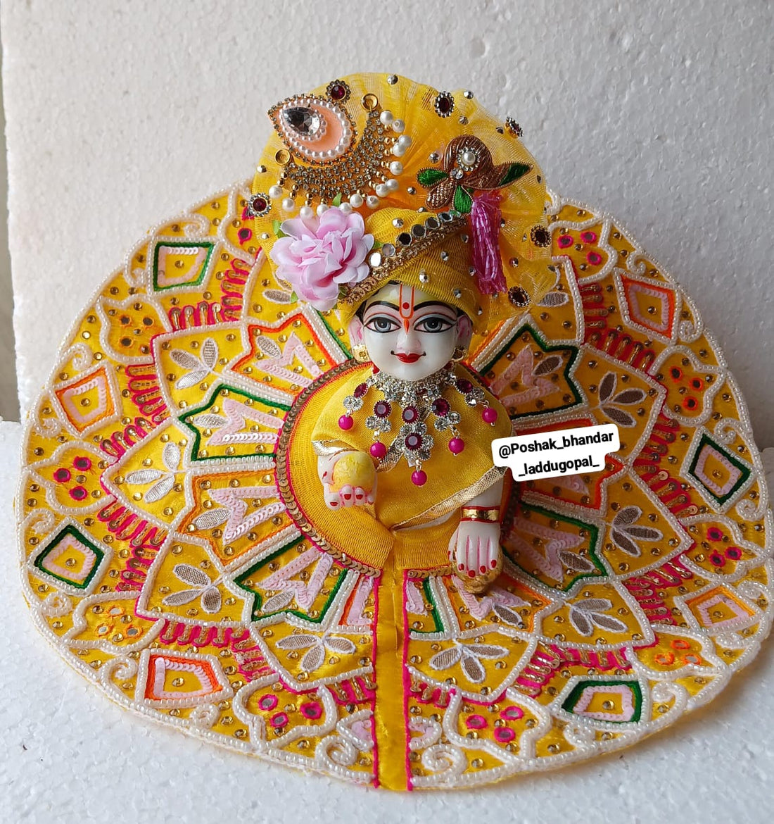 Handmade Pitambar Heavy Dress with Pagdi for Laddu Gopal | Designer Kanha Ji Poshak | Fancy Bal Gopal Dress for Janmashtami Celebrations
