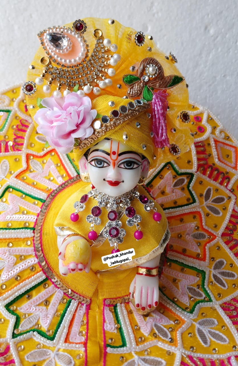 Handmade Pitambar Heavy Dress with Pagdi for Laddu Gopal | Designer Kanha Ji Poshak | Fancy Bal Gopal Dress for Janmashtami Celebrations