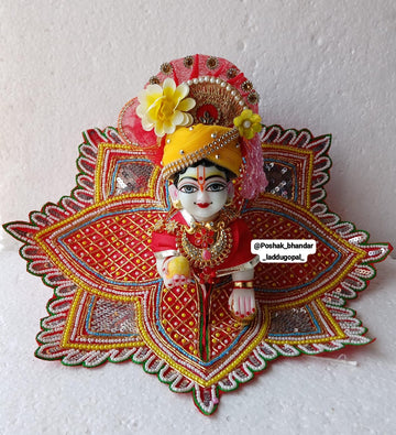 Handmade Rajshahi Laddu Gopal Dress with Heavy Pagdi - Designer Kanha Ji Poshak for Janmashtami, Fancy Bal Gopal & Krishna Ji Dress