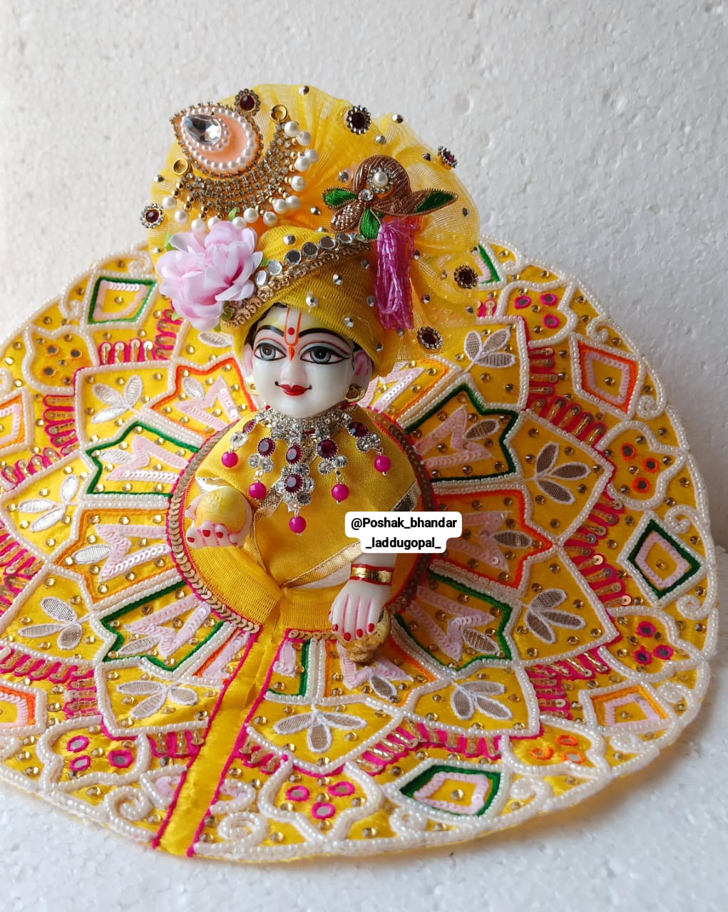 Handmade Pitambar Heavy Dress with Pagdi for Laddu Gopal | Designer Kanha Ji Poshak | Fancy Bal Gopal Dress for Janmashtami Celebrations