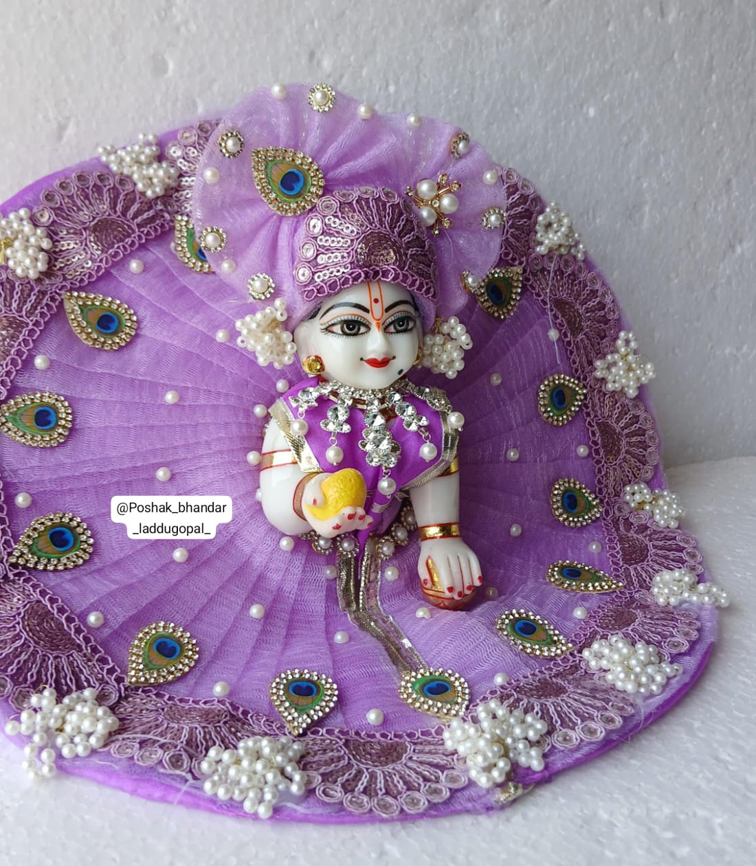 Handmade Lavender Laddu Gopal Dress - Designer Kanha Ji Poshak for Janmashtami, Fancy Bal Gopal Dress, Krishna Ji Dress for Festivals