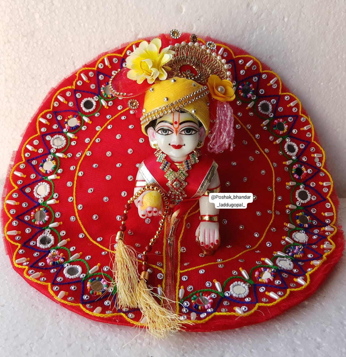 Handmade Maharaja Poshak with Pagdi - Designer Laddu Gopal Dress for Janmashtami, Kanha Ji Poshak, Bal Gopal Dress, and Krishna Ji Dress