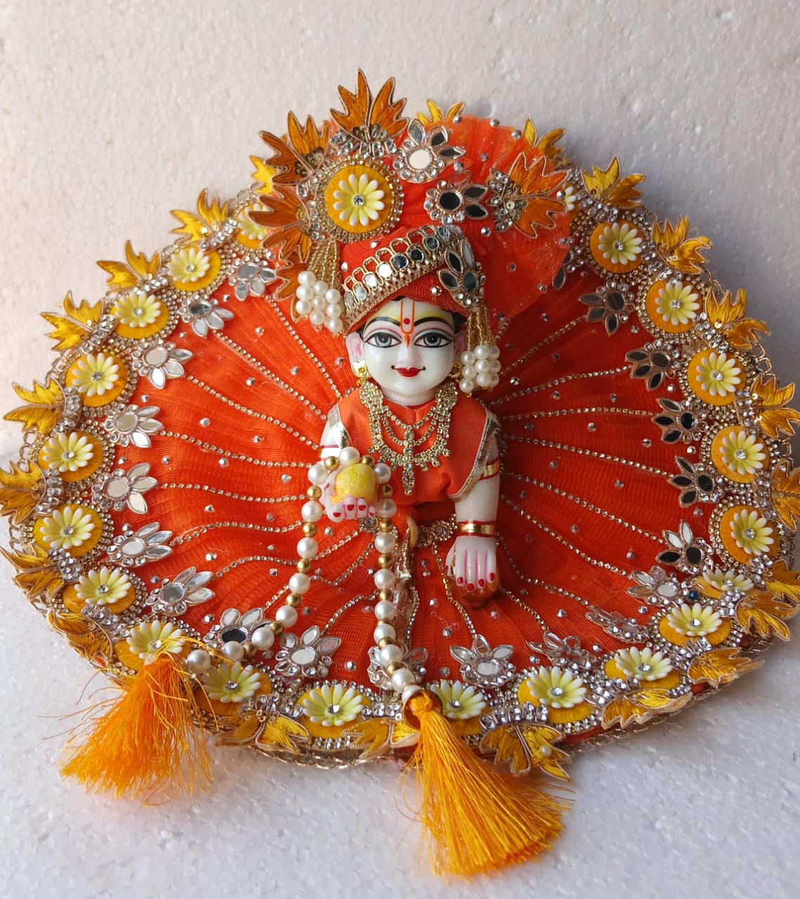 Handmade Vrindavan Chandra Poshak with Pagdi - Designer Laddu Gopal Dress, Fancy Kanha Ji Poshak for Janmashtami, Bal Gopal & Krishna Ji Dress