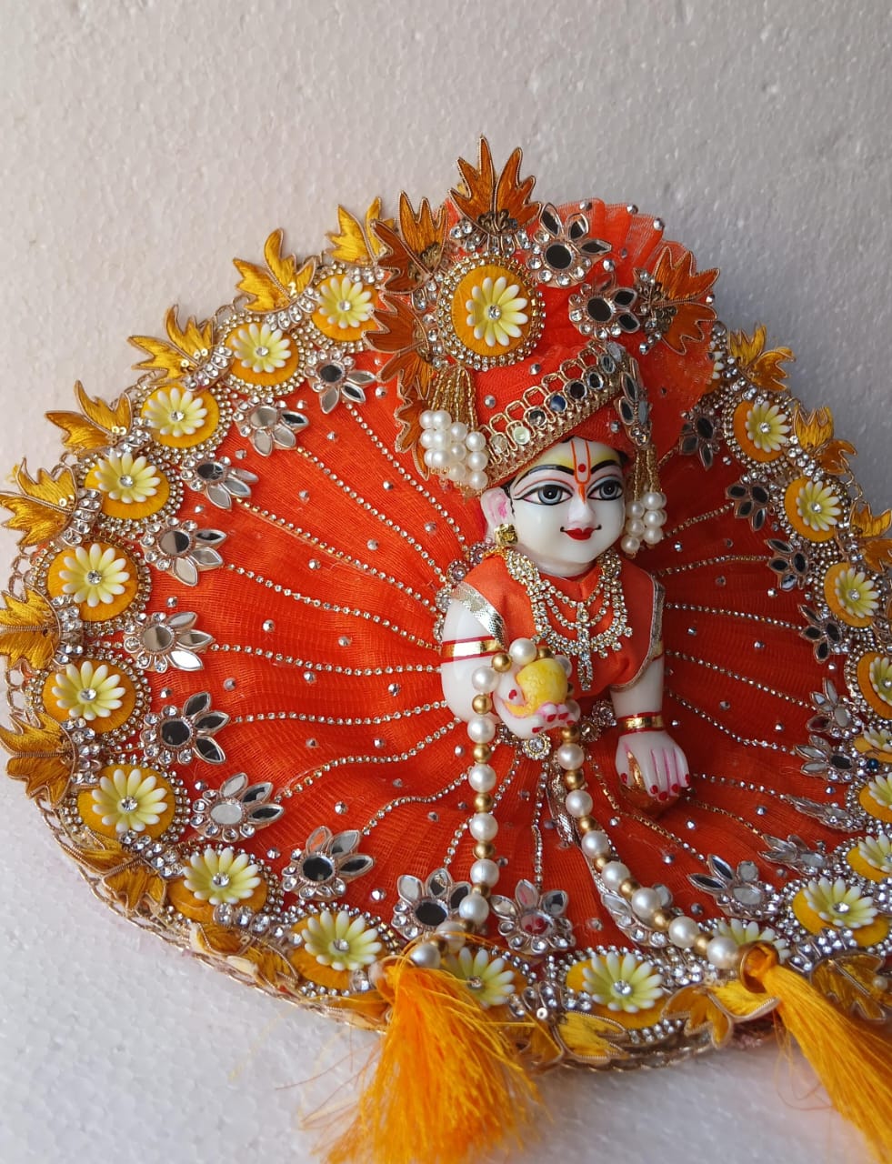 Handmade Vrindavan Chandra Poshak with Pagdi - Designer Laddu Gopal Dress, Fancy Kanha Ji Poshak for Janmashtami, Bal Gopal & Krishna Ji Dress