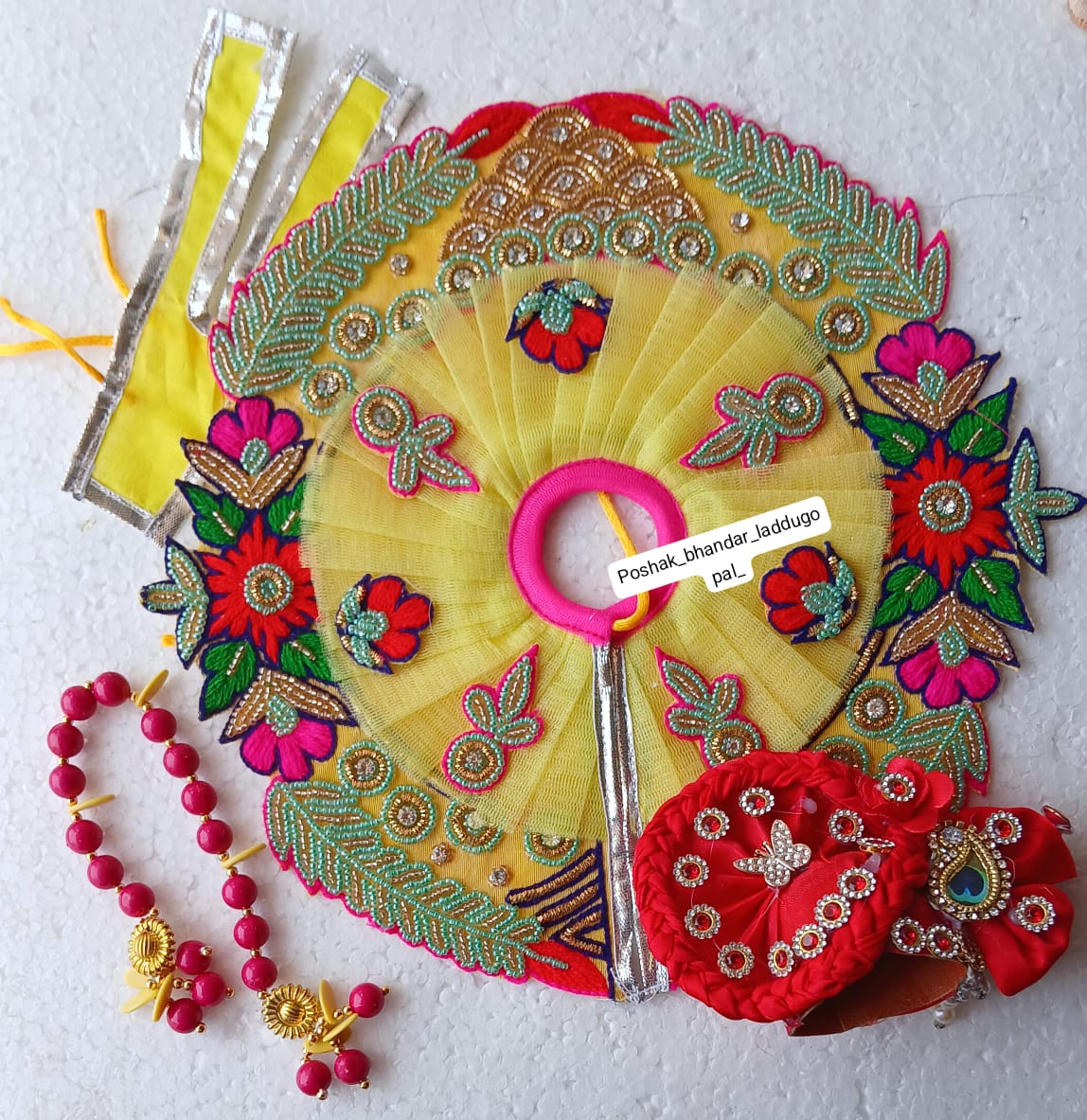 Handmade Heavy Handwork Laddu Gopal Dress with Pagdi - Designer Kanha Ji Poshak for Janmashtami, Fancy Bal Gopal & Krishna Ji Dress