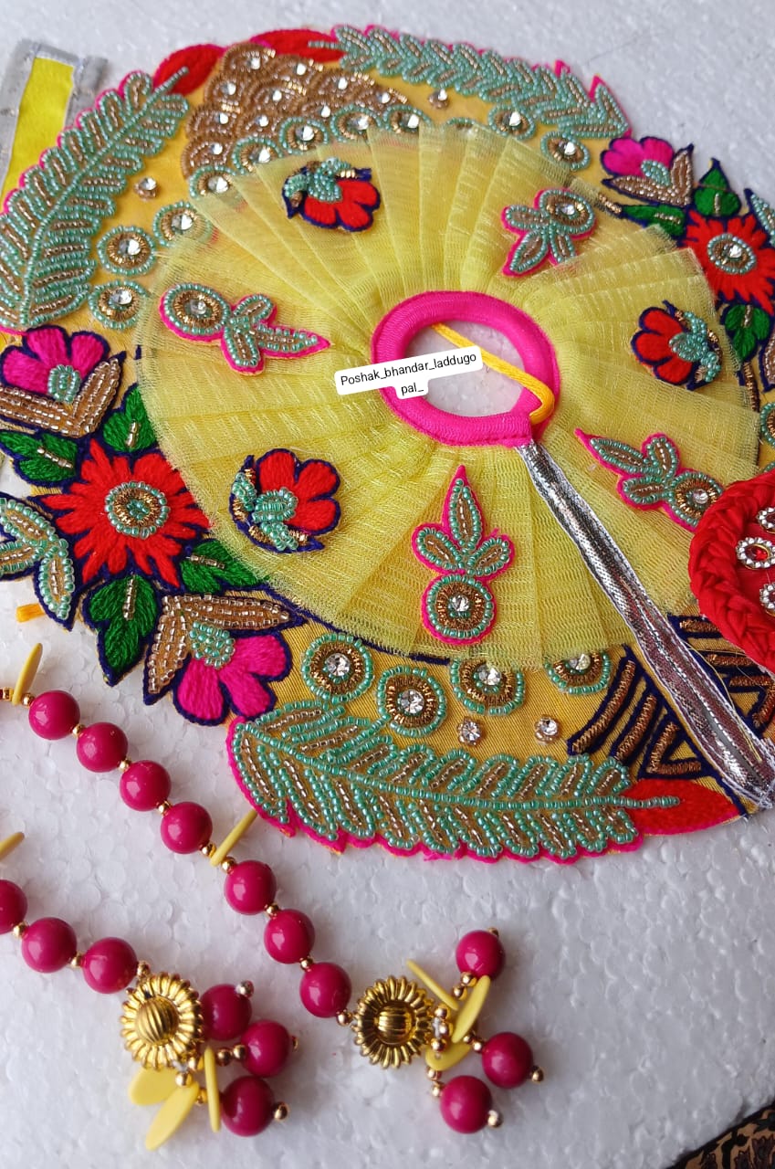 Handmade Heavy Handwork Laddu Gopal Dress with Pagdi - Designer Kanha Ji Poshak for Janmashtami, Fancy Bal Gopal & Krishna Ji Dress