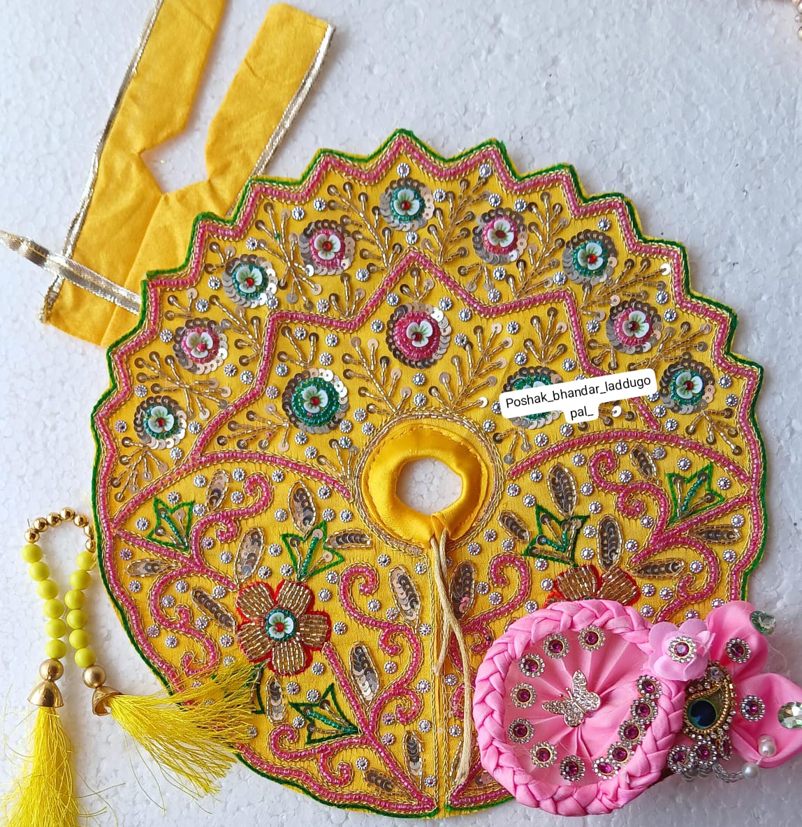 Handmade Yellow Laddu Gopal Dress with Pagdi - Designer Kanha Ji Poshak for Janmashtami, Fancy Bal Gopal Dress, Krishna Ji Outfit