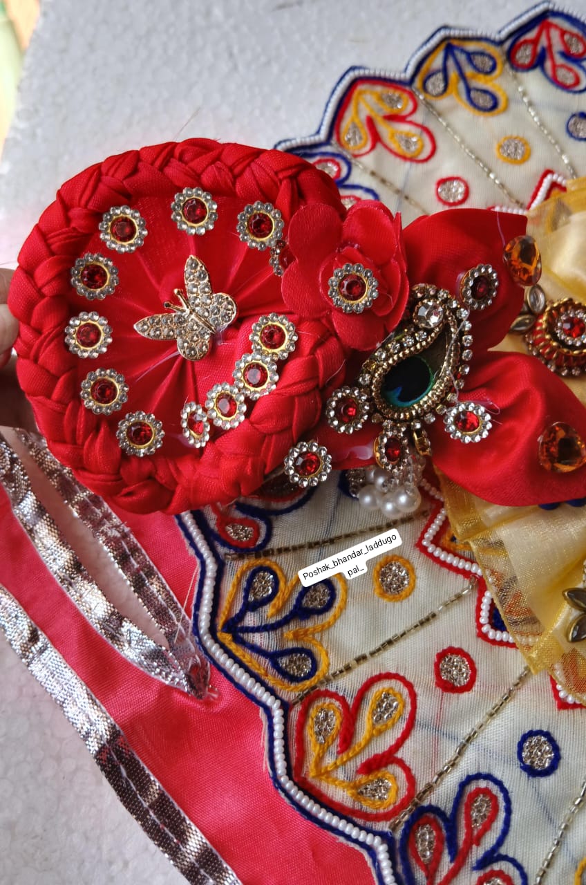 Handmade Designer Laddu Gopal Dress with Pagdi | Fancy Kanha Ji Poshak for Janmashtami | Bal Gopal & Krishna Ji Dress Collection