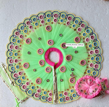 Handmade Green Laddu Gopal Dress - Designer Kanha Ji Poshak for Janmashtami, Fancy Bal Gopal Dress, Krishna Ji Dress for Festivals