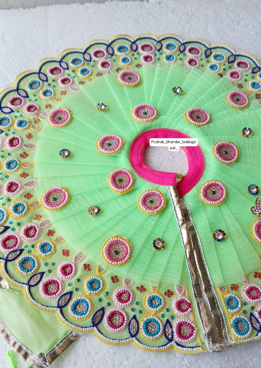 Handmade Green Laddu Gopal Dress - Designer Kanha Ji Poshak for Janmashtami, Fancy Bal Gopal Dress, Krishna Ji Dress for Festivals