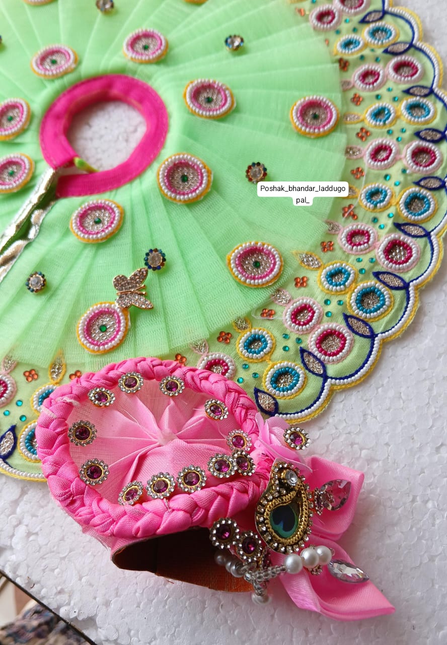Handmade Green Laddu Gopal Dress - Designer Kanha Ji Poshak for Janmashtami, Fancy Bal Gopal Dress, Krishna Ji Dress for Festivals