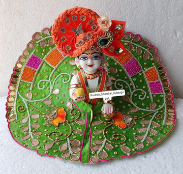 Handmade Green Laddu Gopal Dress - Designer Kanha Ji Poshak for Janmashtami | Fancy Bal Gopal Dress & Krishna Ji Outfit