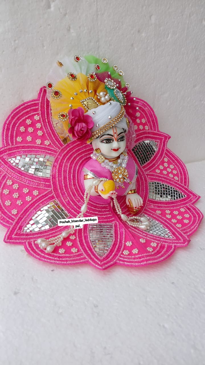 Handmade Kamal Lotus Collection Heavy Pink Laddu Gopal Dress | Designer Kanha Ji Poshak for Janmashtami | Fancy Bal Gopal & Krishna Ji Dress