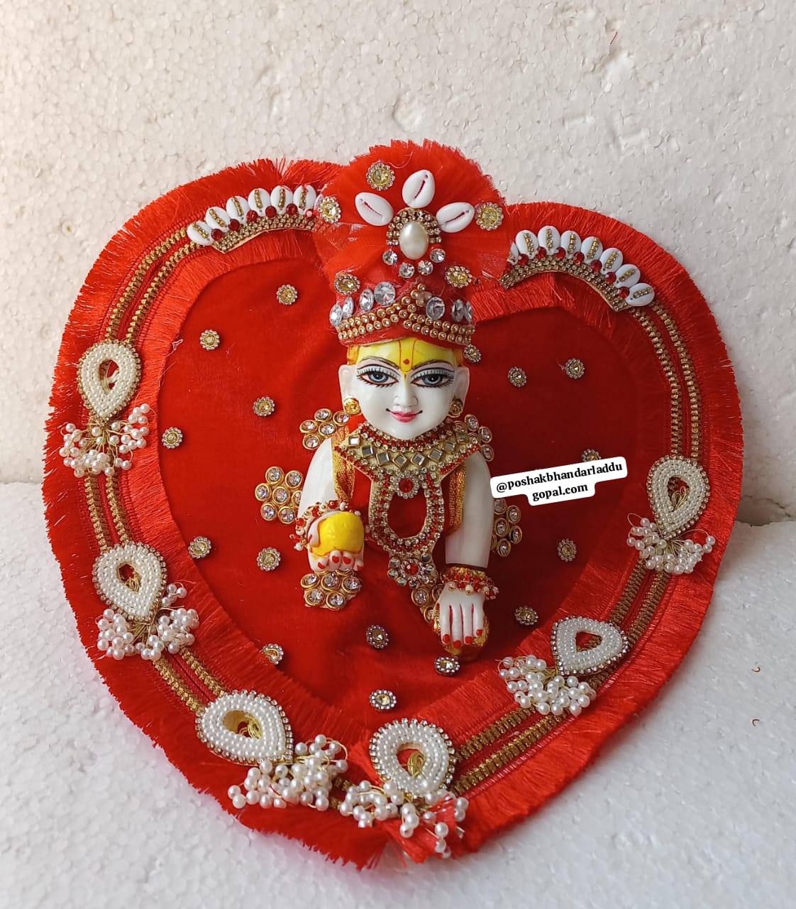 Handmade Heart Dress with Pagdi for Laddu Gopal | Designer Kanha Ji Poshak | Fancy Bal Gopal Dress for Janmashtami Celebrations
