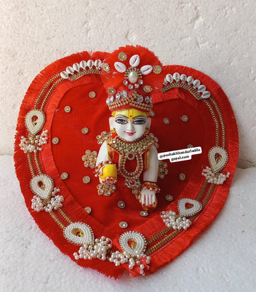 Handmade Heart Dress with Pagdi for Laddu Gopal | Designer Kanha Ji Poshak | Fancy Bal Gopal Dress for Janmashtami Celebrations