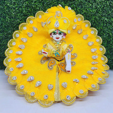 Designer Yellow Laddu Gopal Dress | Fancy Kanha Ji Poshak for Festivals | Bal Gopal Dress for Janmashtami, Holi & Diwali | Size 0-6