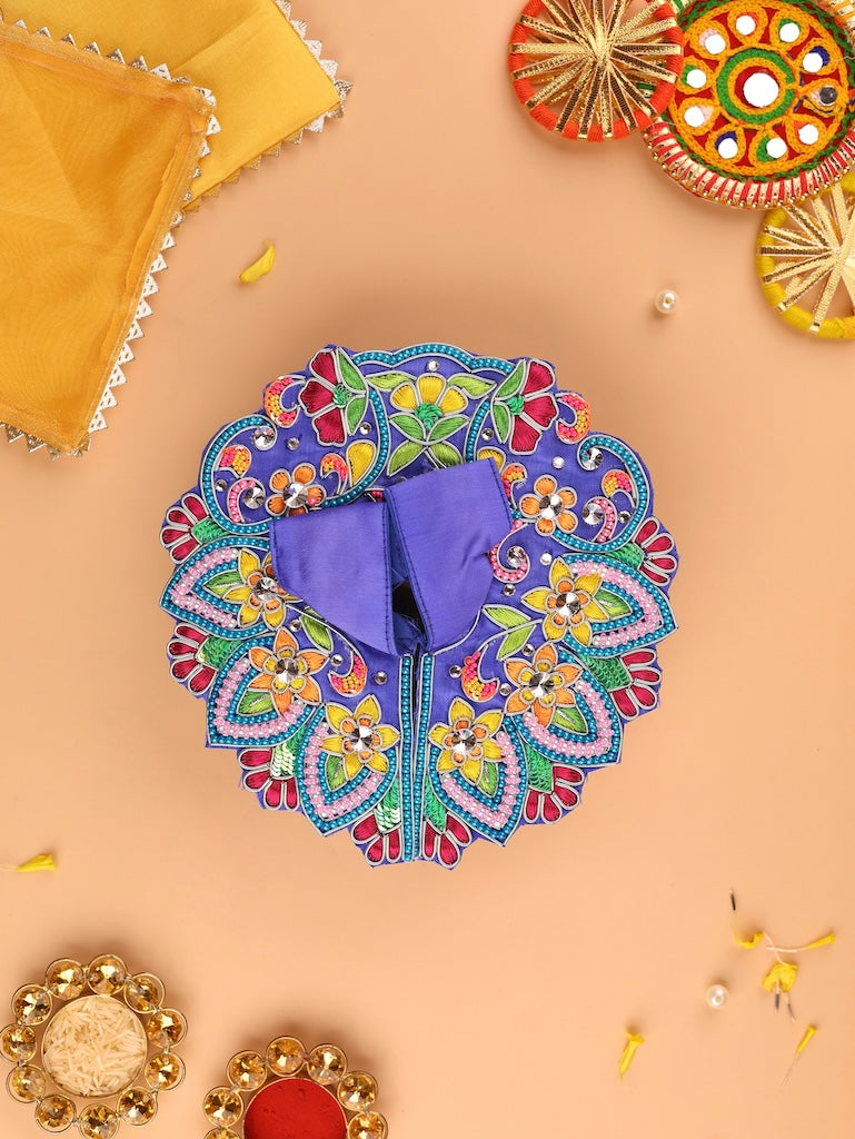 Indradhanu Blue Designer Laddu Gopal Dress - Fancy Poshak for Kanha Ji, Bal Gopal & Krishna Ji | Perfect for Janmashtami Celebrations