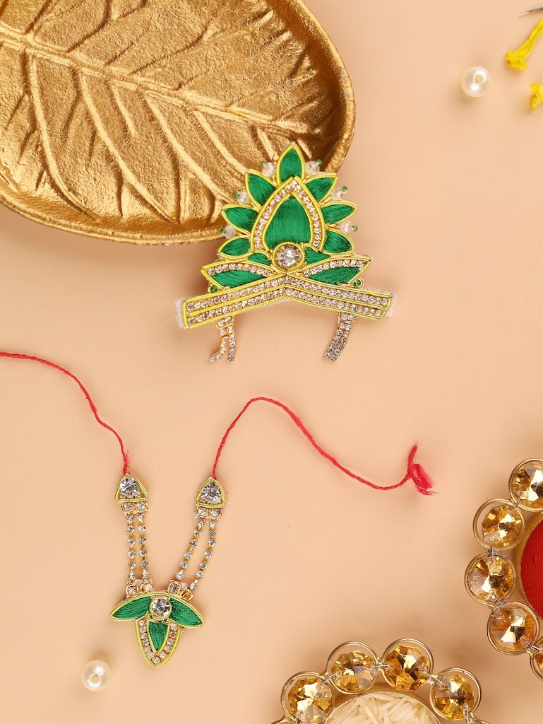 Handmade Divya Raas Green Laddu Gopal Dress - Designer Kanha Ji Poshak for Janmashtami, Fancy Bal Gopal Dress, Krishna Ji Outfit