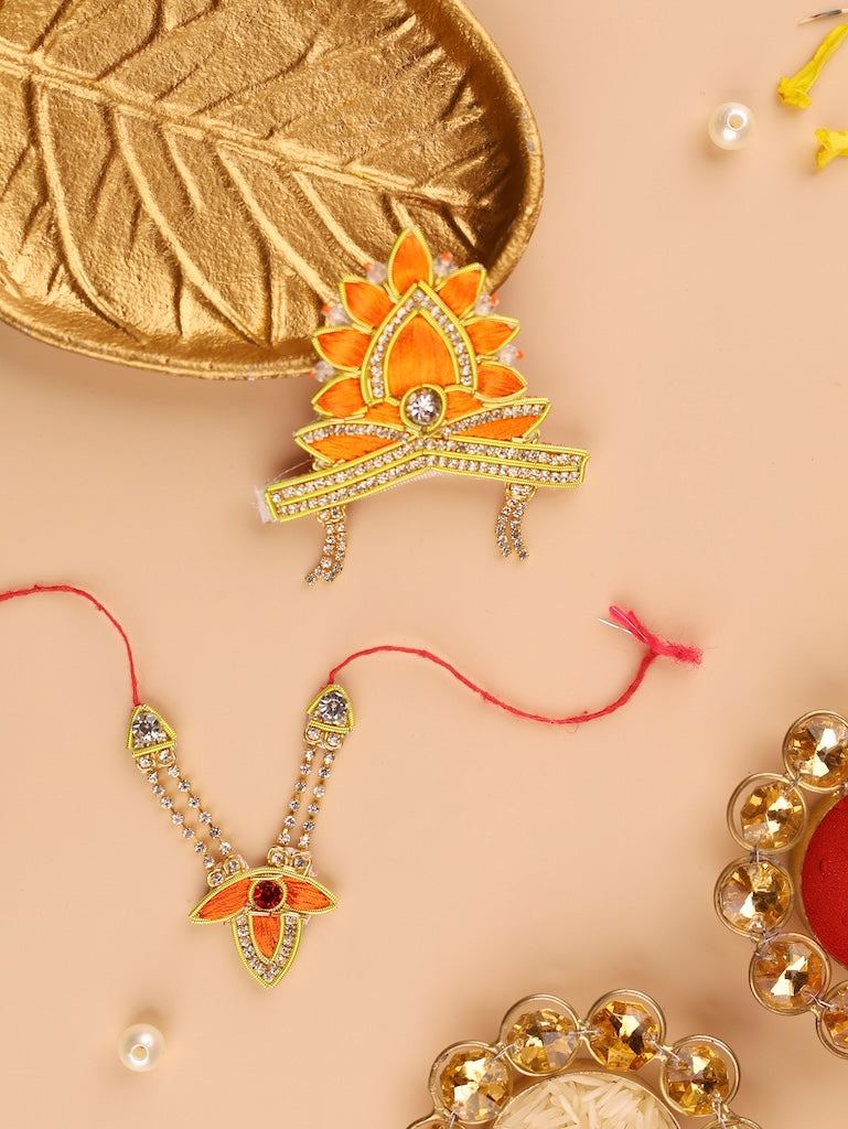 Divya Raas Handmade Orange Laddu Gopal Dress - Designer Poshak for Kanha Ji, Bal Gopal & Krishna Ji | Fancy Janmashtami Outfit