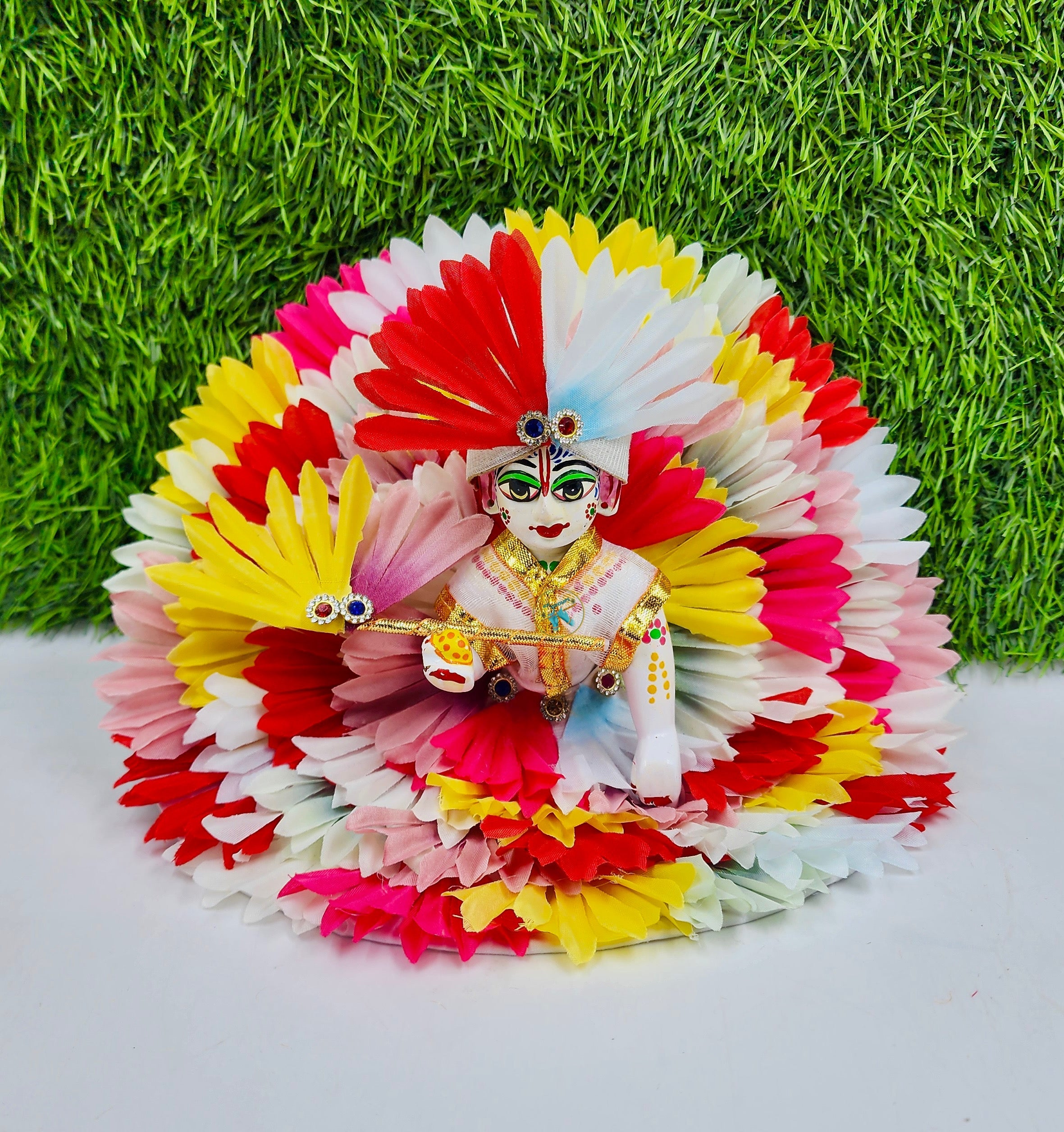 Designer Laddu Gopal Dress - Fancy Multi-Flower Poshak for Kanha Ji | Bal Gopal & Krishna Ji Dress | Sizes 0-6 | Perfect for Janmashtami Festivals