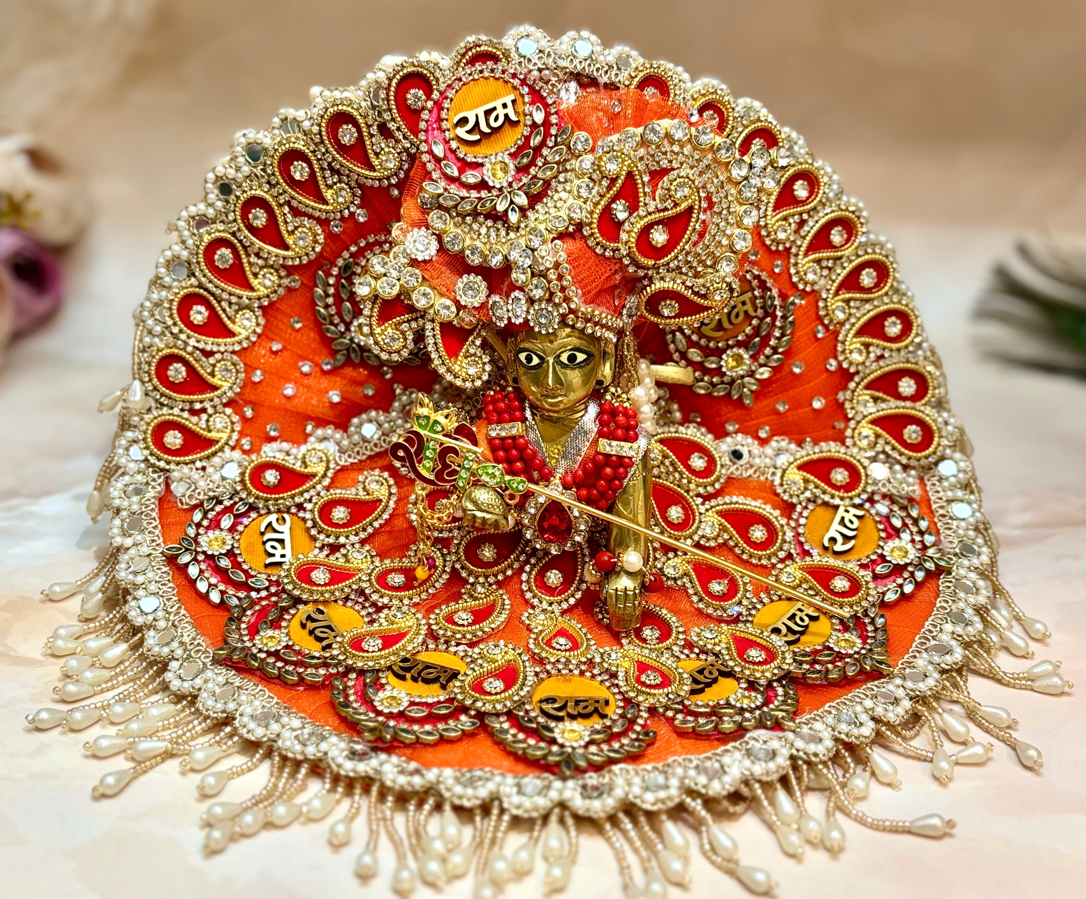 Handmade Kesari Roop Laddu Gopal Dress - Designer Kanha Ji Poshak for Janmashtami, Fancy Bal Gopal Dress, Krishna Ji Dress