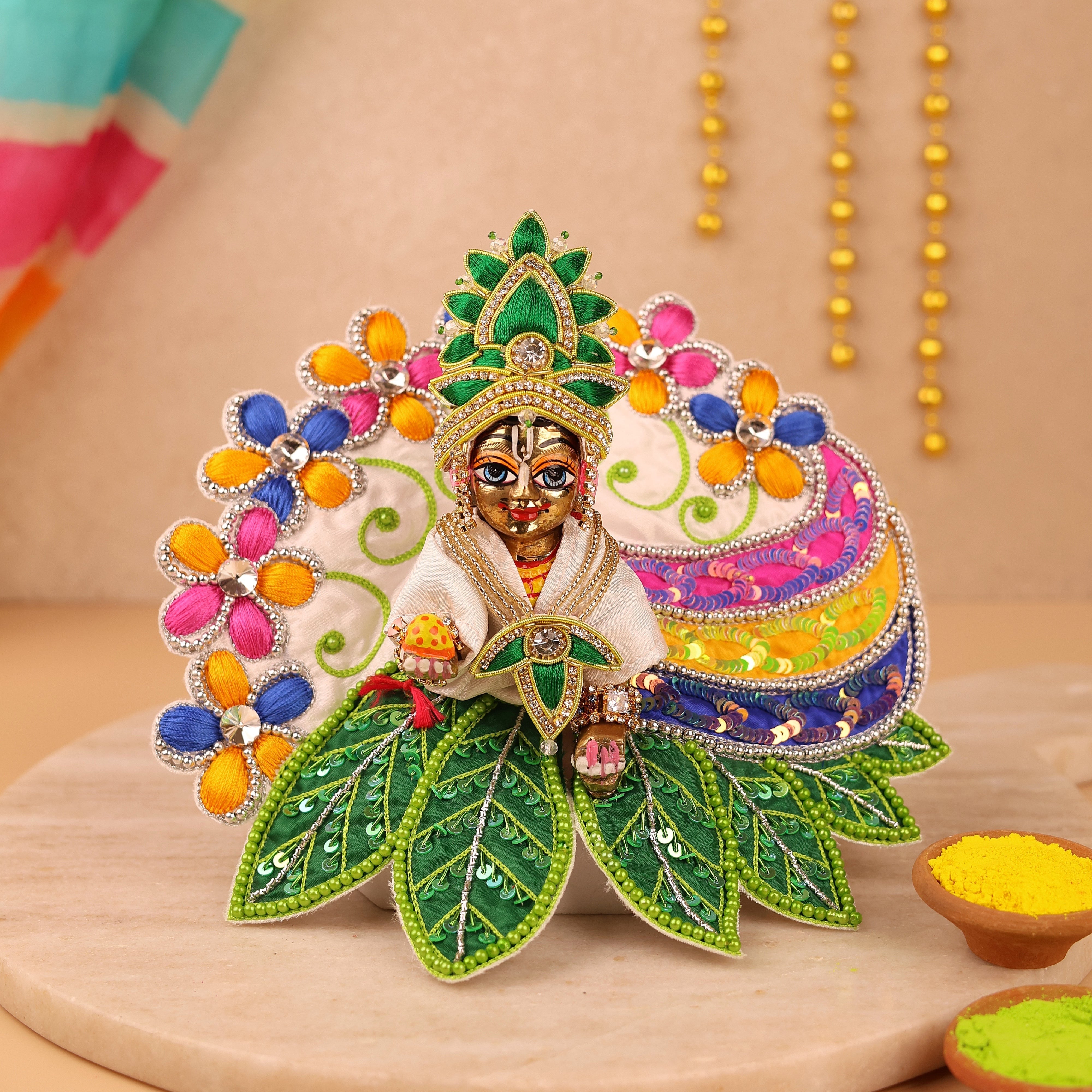 Handmade Multi-Colour Laddu Gopal Dress - Designer Poshak for Kanha Ji, Bal Gopal & Krishna Ji | Fancy Janmashtami Outfit