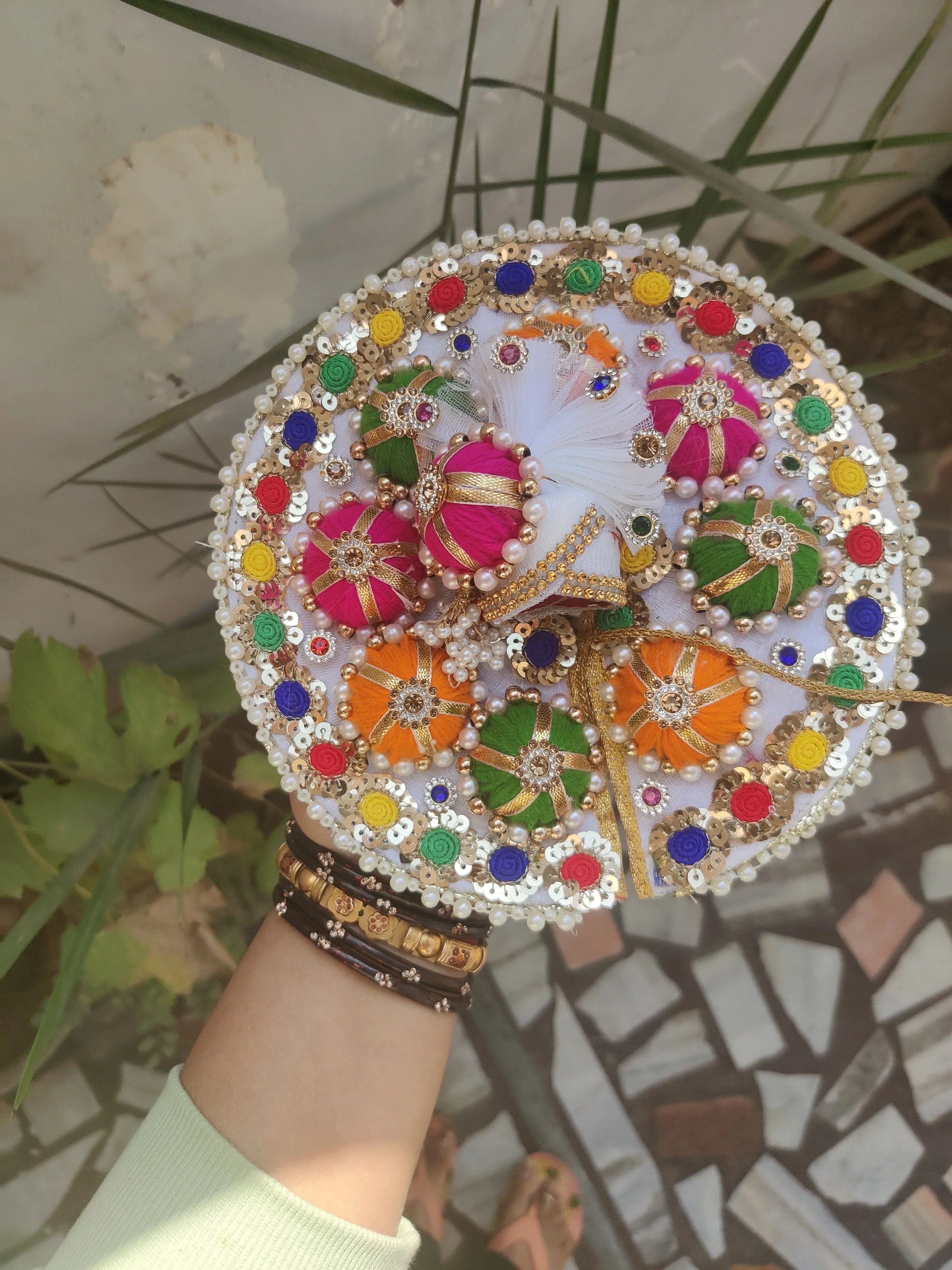 Handmade Full White Heavy Laddu Gopal Dress with Pagdi - Designer Kanha Ji Poshak for Janmashtami, Fancy Bal Gopal & Krishna Ji Dress