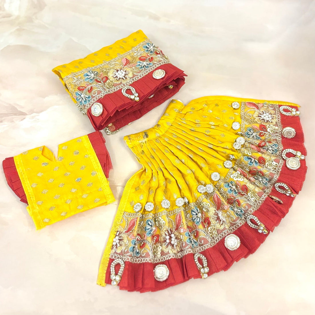 Handmade Kanaklaxmi Mata Rani Dress - Designer Laddu Gopal Poshak for Janmashtami, Fancy Krishna Ji Dress, Bal Gopal Dress for Festivals