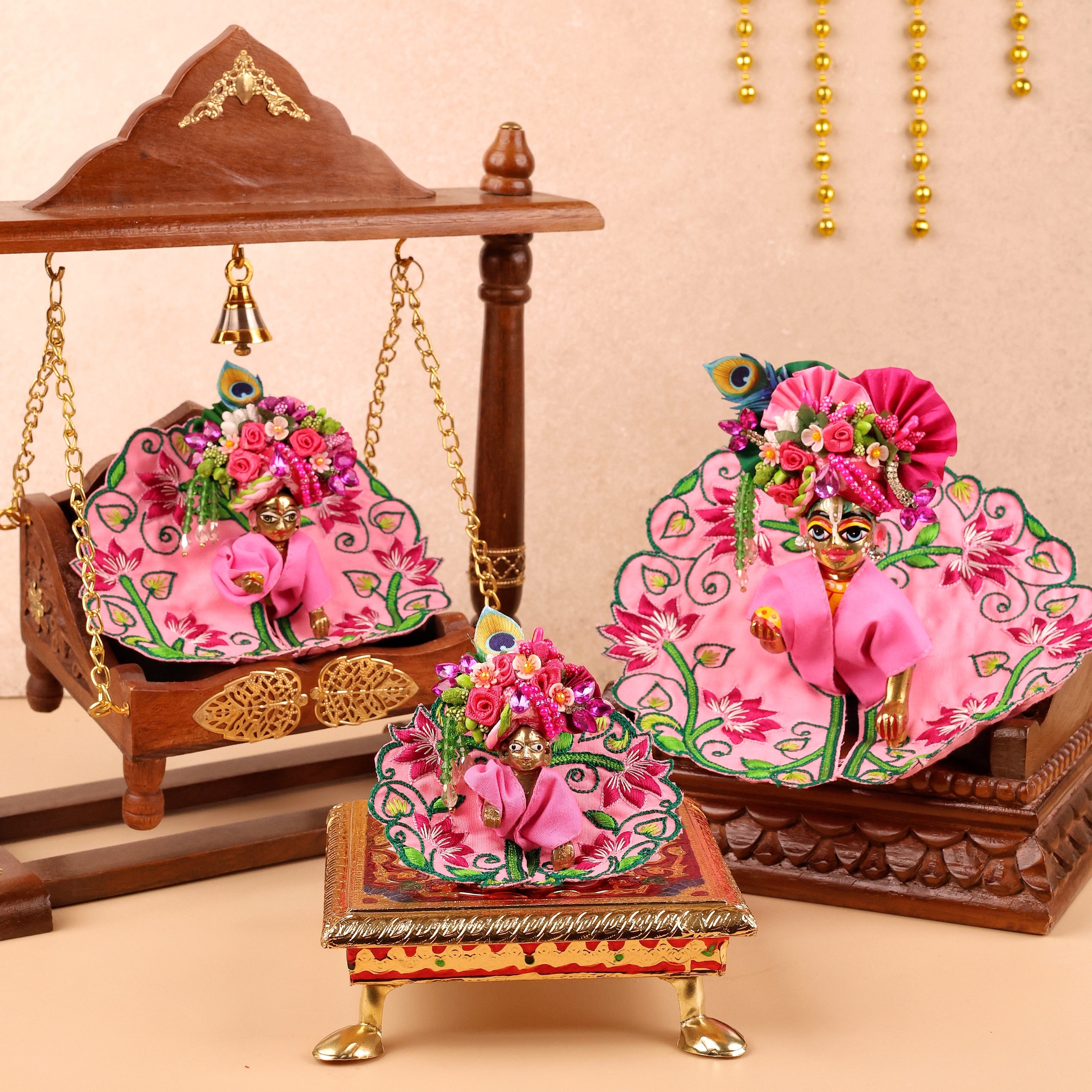 Handmade Pink Mulmul Cotton Laddu Gopal Poshak - Designer Kanha Ji Dress for Janmashtami, Fancy Bal Gopal Dress, Krishna Ji Poshak