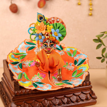 Handmade Orange Mulmul Cotton Laddu Gopal Dress - Designer Kanha Ji Poshak for Janmashtami, Fancy Bal Gopal Dress, Krishna Ji Outfit