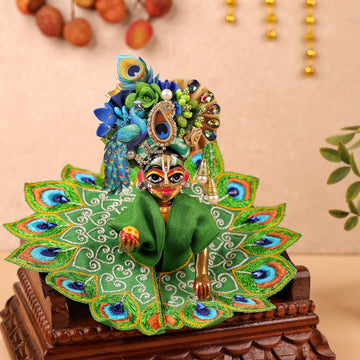 Handmade Green Mulmul Cotton Laddu Gopal Dress | Designer Kanha Ji Poshak for Janmashtami | Fancy Bal Gopal Dress & Krishna Ji Outfit