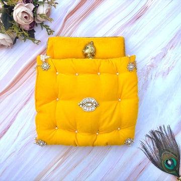 Handmade Kanakavishram Velvet Laddu Gopal Bedding Set - Designer Bal Gopal Dress & Kanha Ji Poshak for Janmashtami Festival