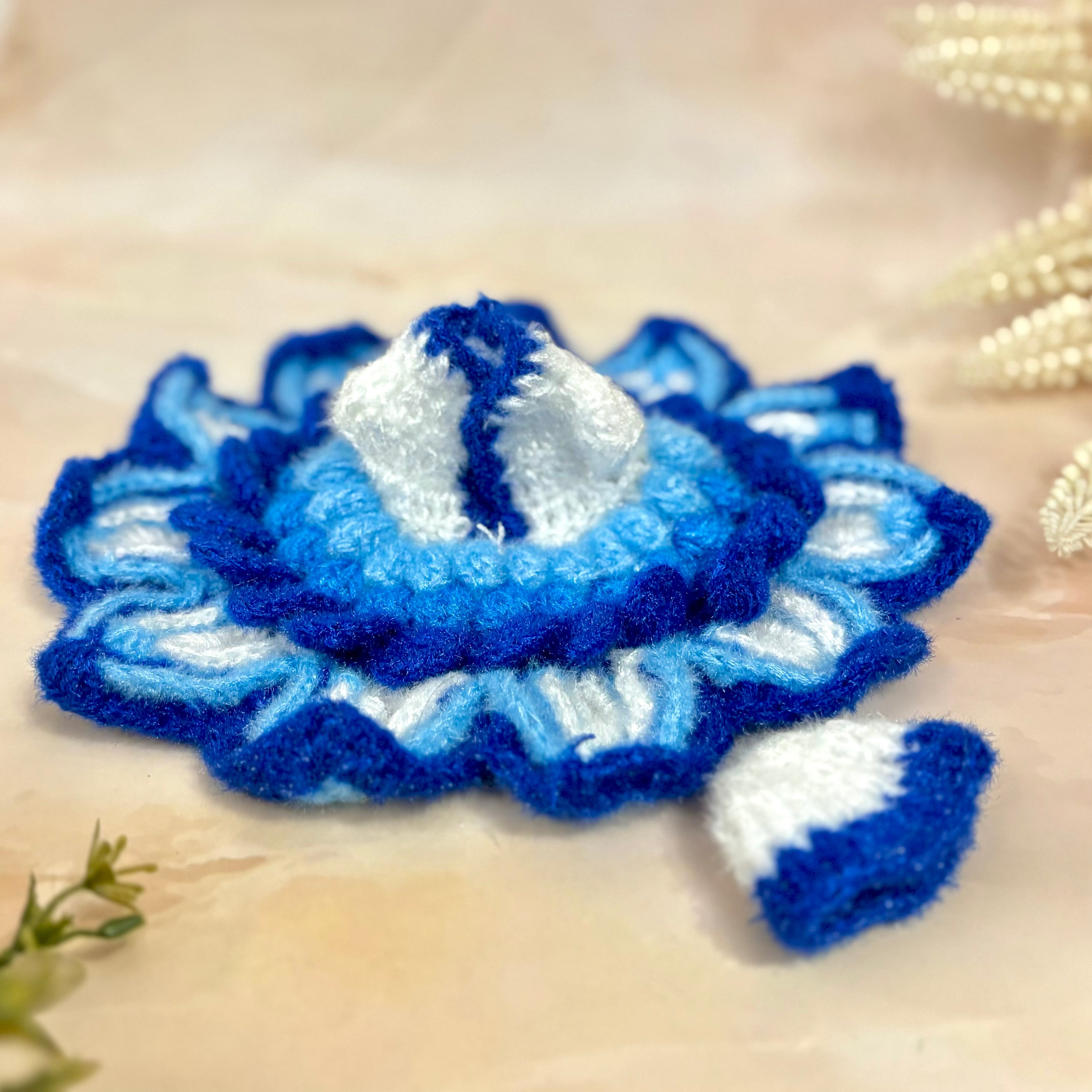 Handmade Neelposhak Woollen Laddu Gopal Dress - Designer Kanha Ji Poshak for Bal Gopal & Krishna Ji | Fancy Janmashtami Outfit